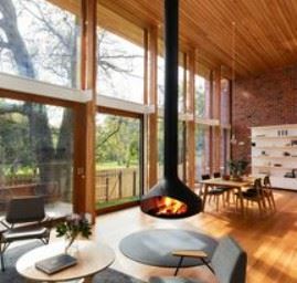 Black Color Modern Design Hanging Fireplace