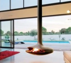Black Color Modern Design Hanging Fireplace