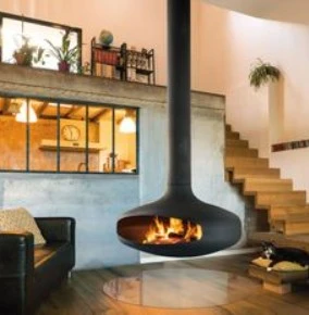 Black Color Modern Design Hanging Fireplace