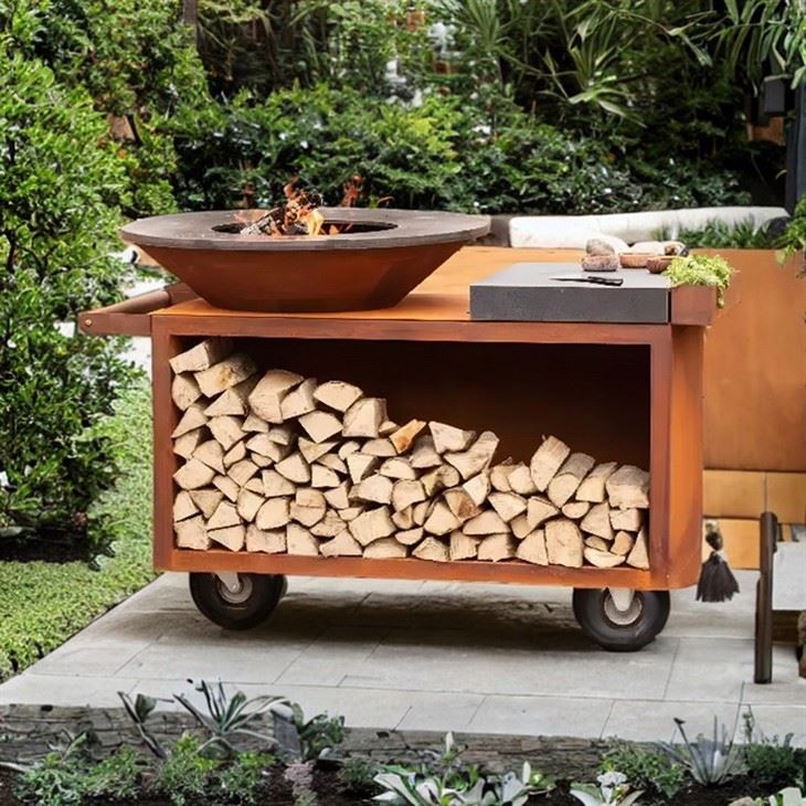 Corten Steel Charcoal BBQ Grill