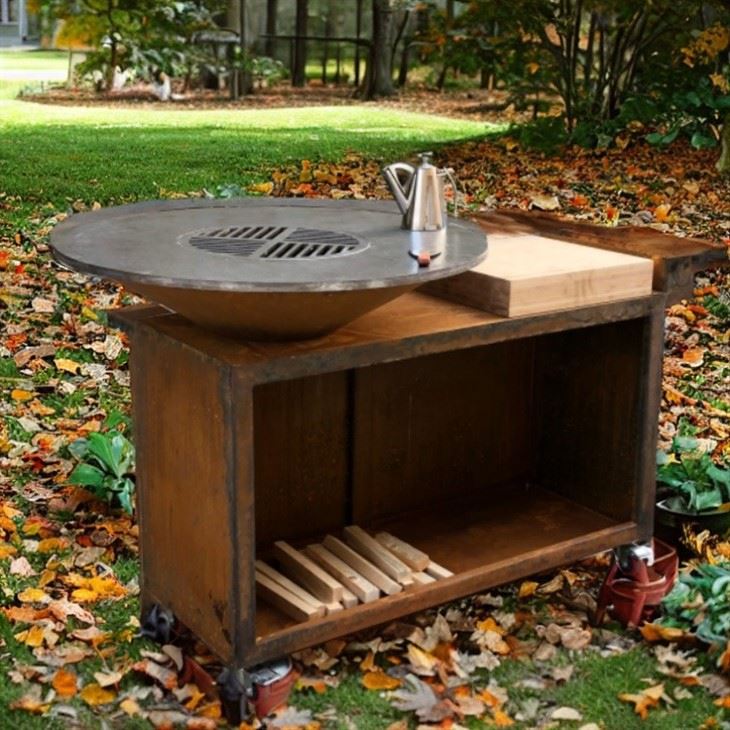 Corten Steel Charcoal BBQ Grill