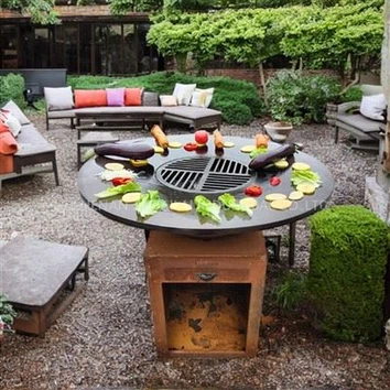 Geométrica Corten Steel Fire Pit Bbq Grill