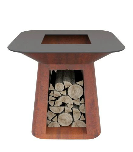 Mesa para fogatas sin humo con parrilla para barbacoa