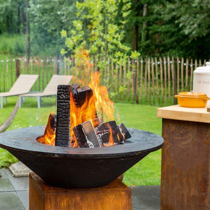 Parrilla para fogatas al aire libre de acero corten